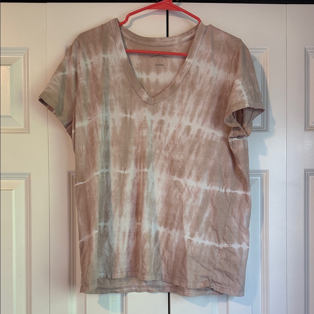 Universal Thread Brown Tie-Dye V-Neck Tee
